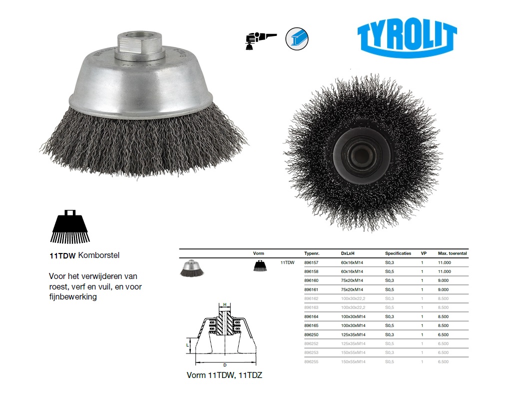 Komborstel 60x16xM14 M0,3 11TDW | DKMTools - DKM Tools