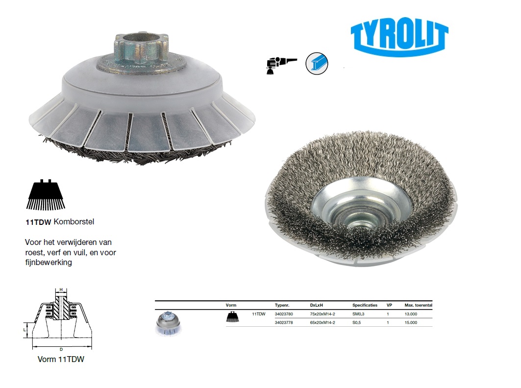 Shield-Komborstel 75x20xM14-2 SM0,3 11TDW