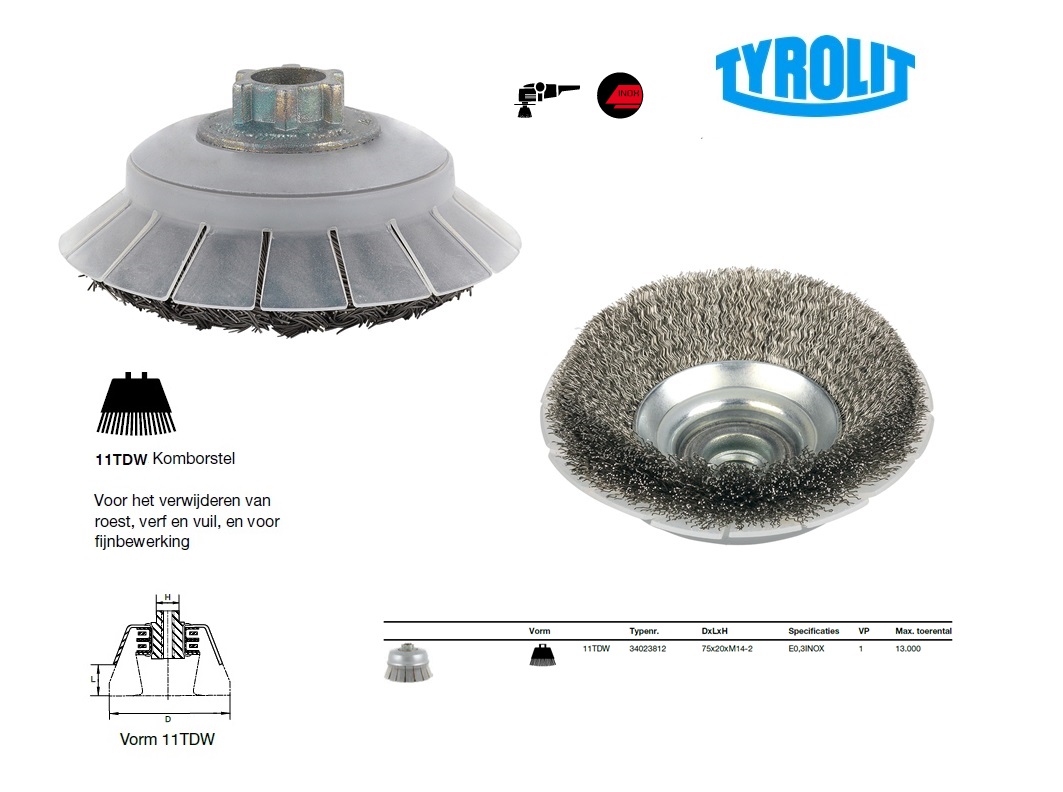 Komborstel 75x20xM14 S0,5 11TDW | DKMTools - DKM Tools