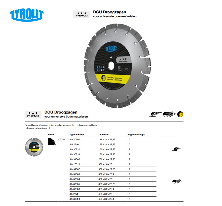 DCU Diamant Droogzaag C73W 115x2,4x22,23 DCUP3