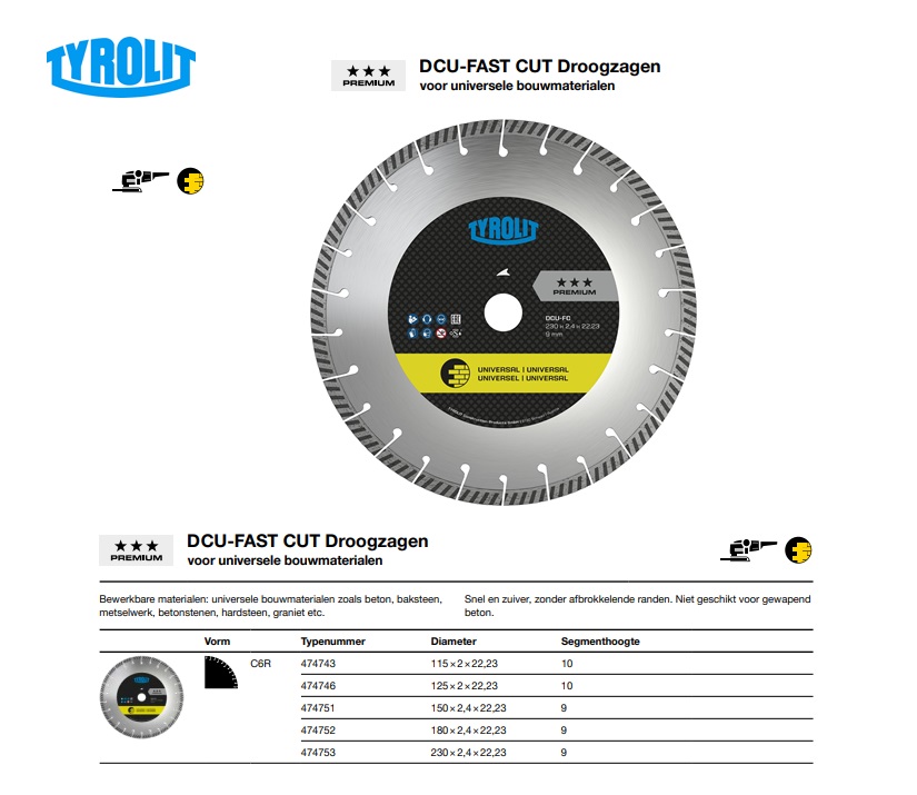 DCU-FAST CUT Diamant Droogzaag C3R 150x2,4x22,23 DCUS1-FC | DKMTools - DKM Tools
