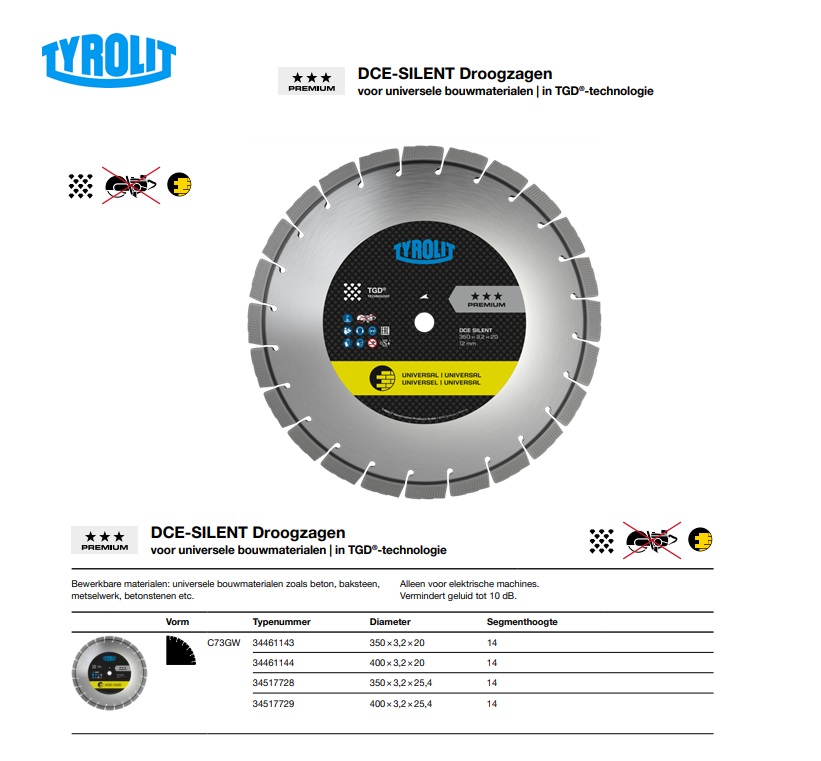 DCU-SILENT Diamant Droogzaag C73GW 350x3,2x20 DCEP4