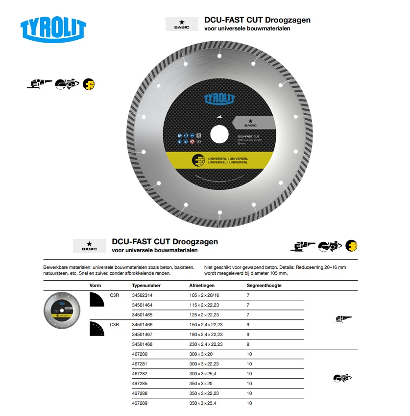 DCU-FAST CUT Diamant Droogzaag C3R 125x2x22,23 DCUB1-FC