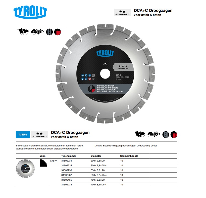 Diamant Droogzaag voor asfalt en beton C1SW 300x2,8x20 DCA+CS1