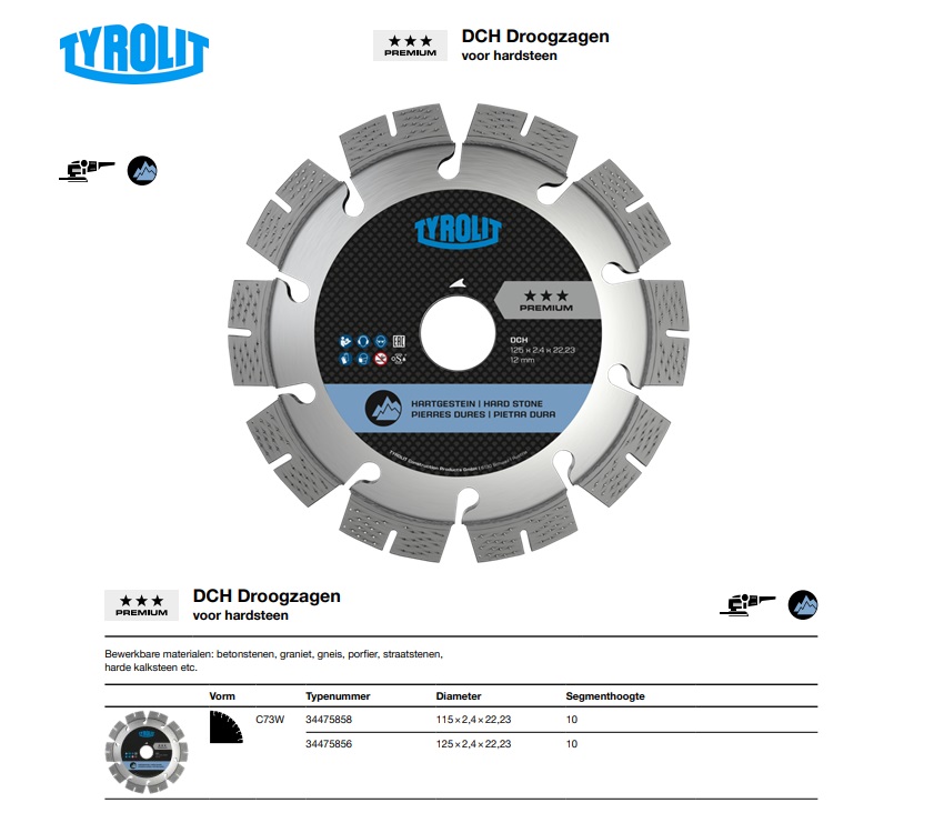 Diamant Droogzaag voor hardsteen C73W 115x2,4x22,23 DCHP3