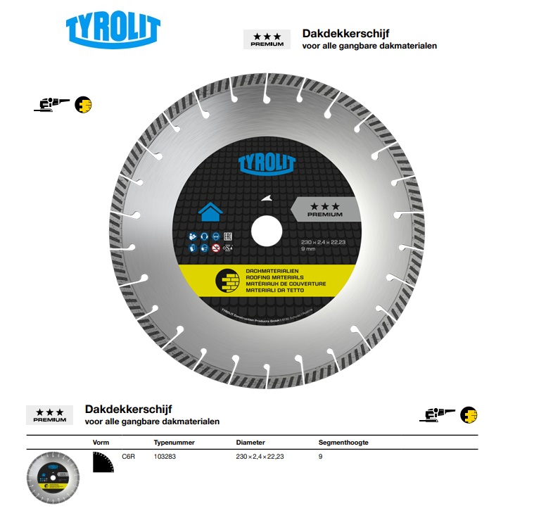 Dakdekkerschijf C6R 230x2,4x22,23 h9