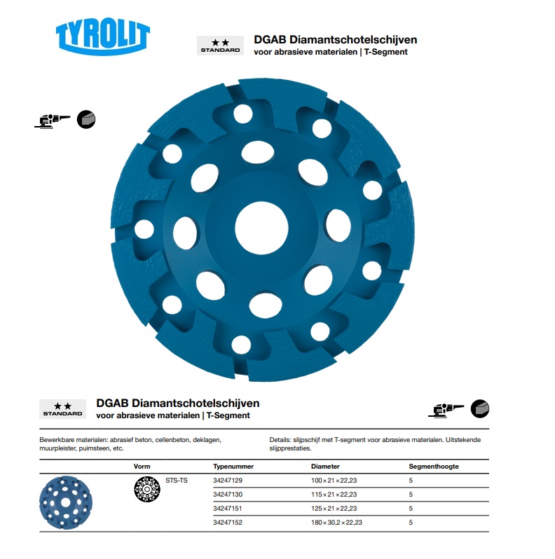 Diamantschotelschijf STS-TS 100x21x22,23 h5 DGAB