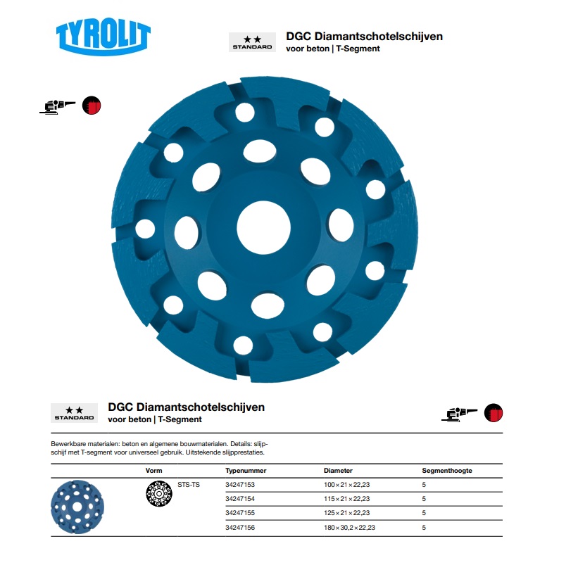 Diamantschotelschijf STS-TS 100x21x22,23 h5 DGC