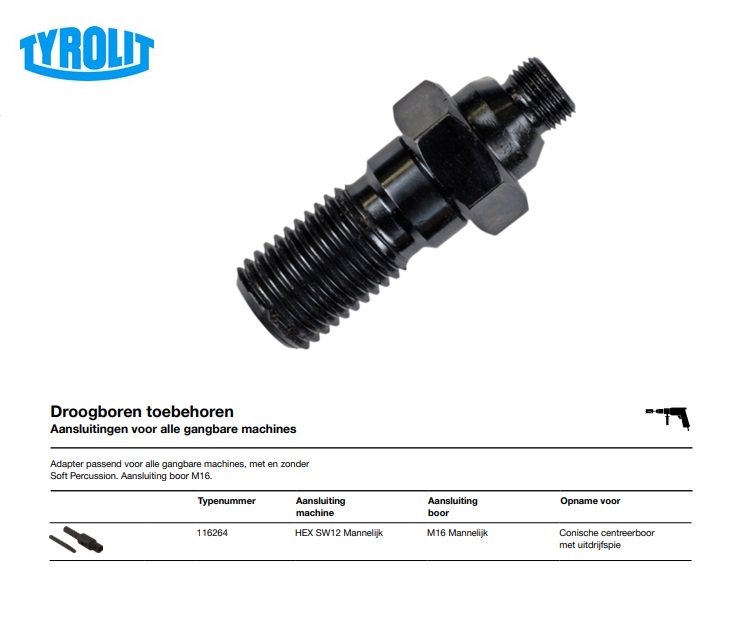 Aansluiting  SW12  voor  centreerboor SDS | DKMTools - DKM Tools