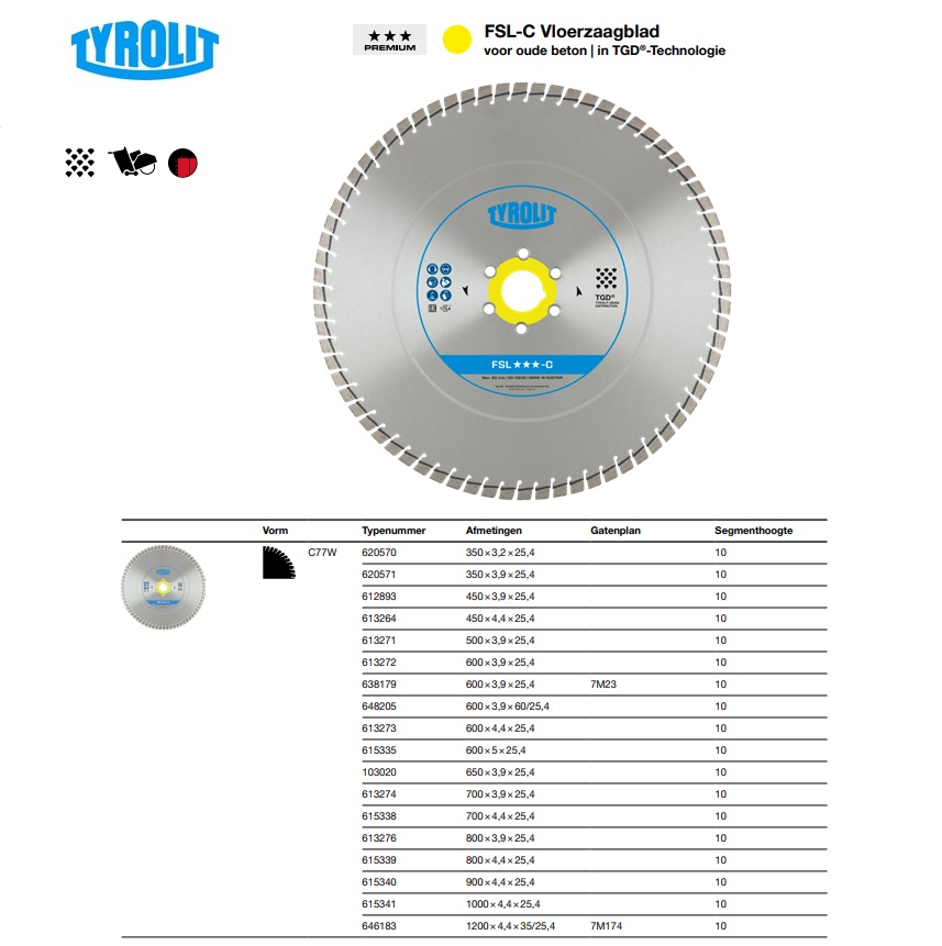 Vloerzaagblad C77W 350x3,2x25,4 13 FSL-C