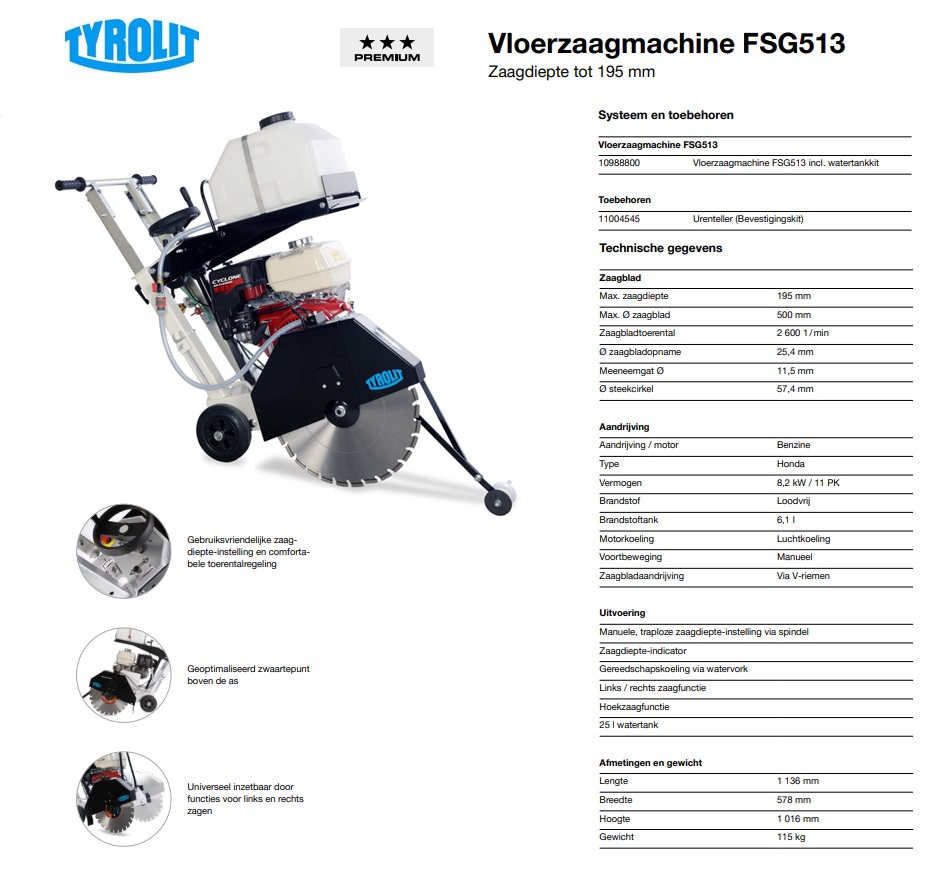 Vloerzaagmachine FSG620 - Benzine motor