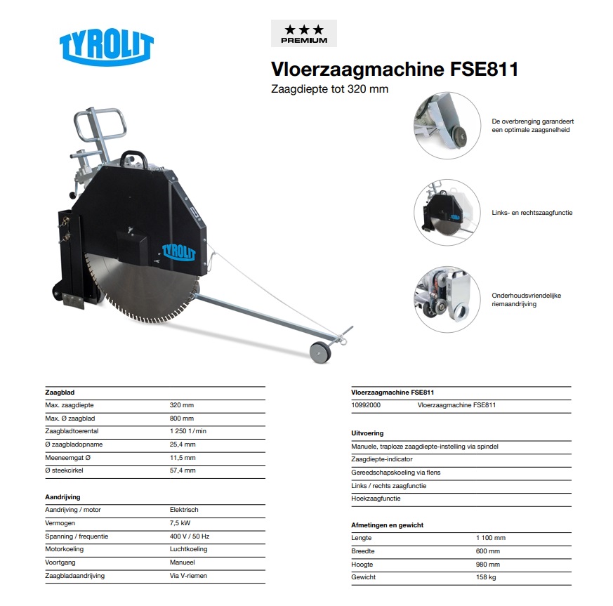 Vloerzaagmachine FSE811 - Elektrische motor