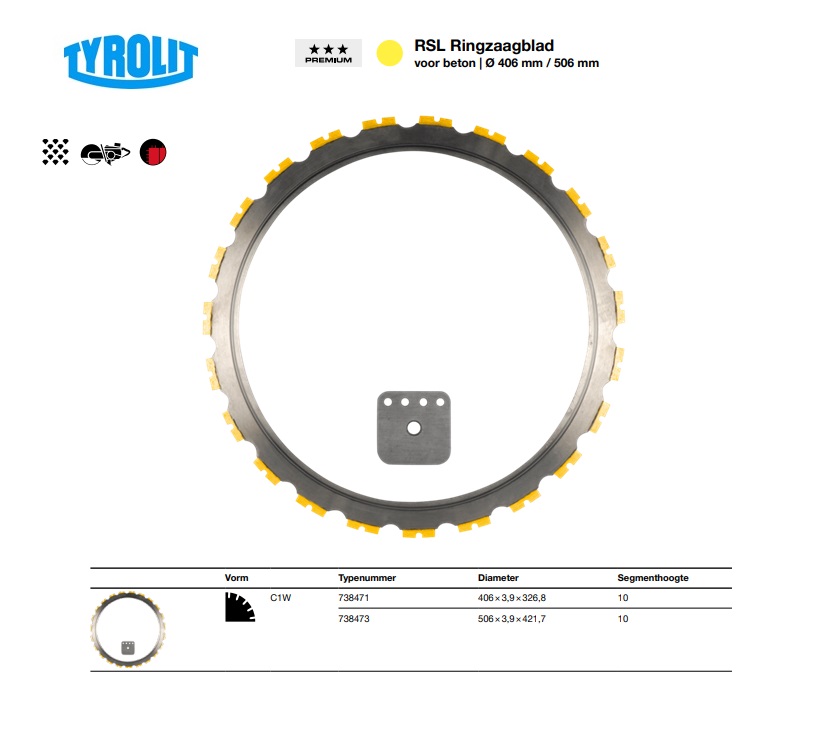 Ringzaagblad C1W  406x3.9x326.78  10  RSL-C | DKMTools - DKM Tools