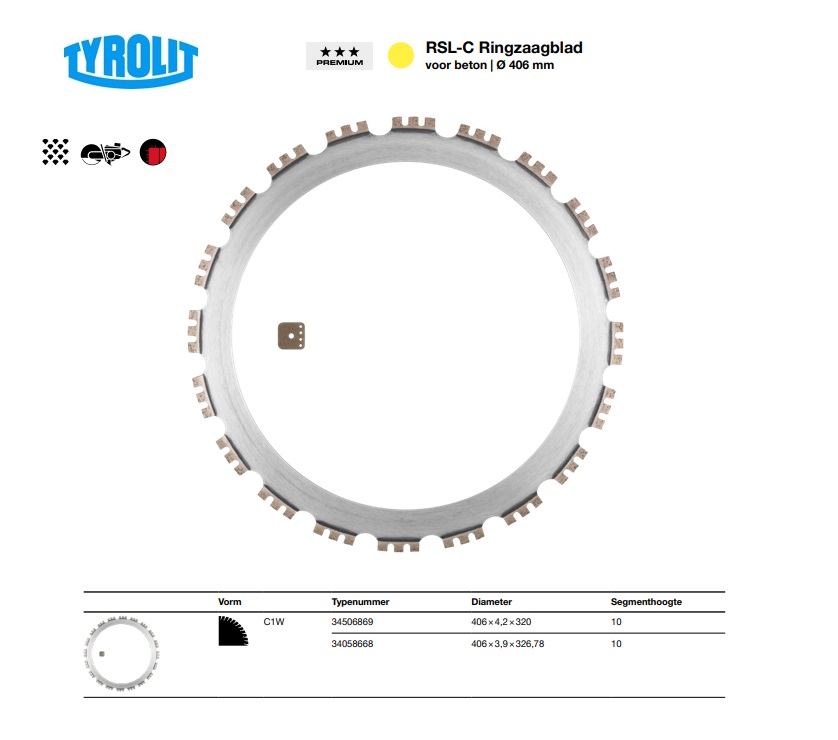Ringzaagblad C1W  406x3.9x326.78  h10  RSL-FC | DKMTools - DKM Tools