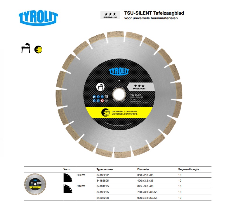 Tafelzaagblad C2GW 350x2,8x35 10 35/30 - 30/25,4 TSU-Silent