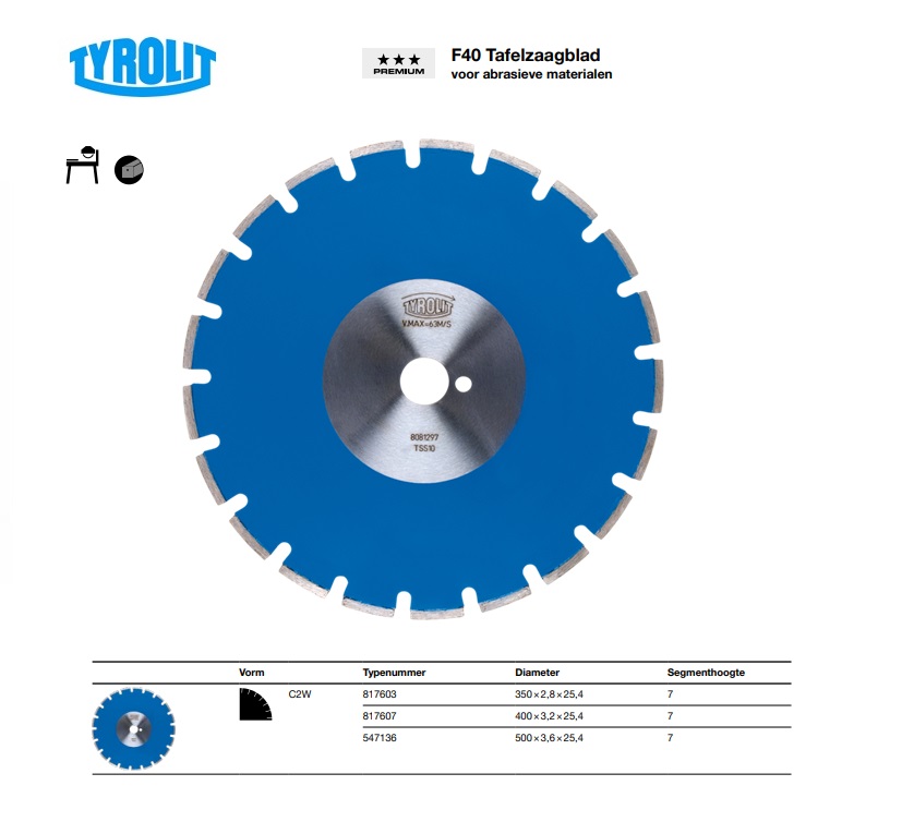 Tafelzaagblad C2W  550x3,6x35  10  35/30 - 30/25,4  TSU | DKMTools - DKM Tools