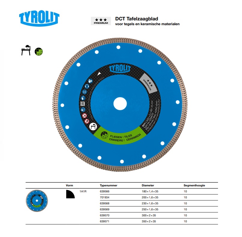 Tafelzaagblad 1A1R 180x1,4x35 10 R30/25,4 DCT