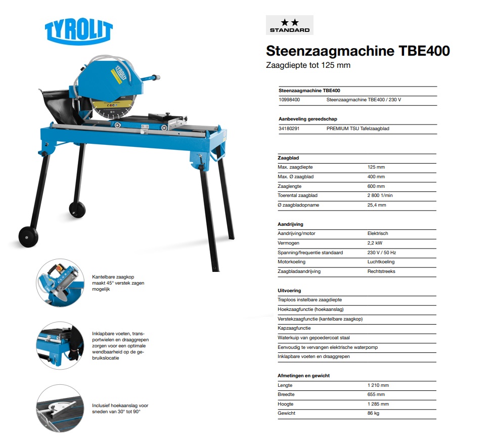 Tafelzaagmachine TBE400 / 230 V