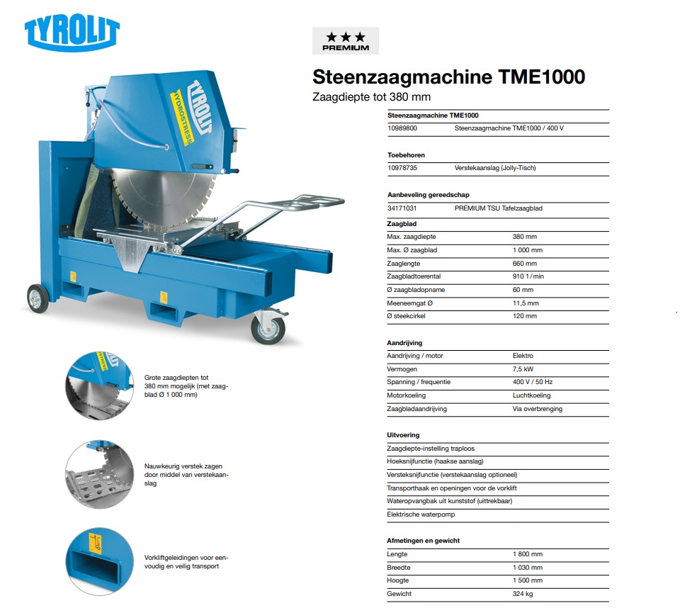 Tafelzaagmachine TME1000 / 400 V