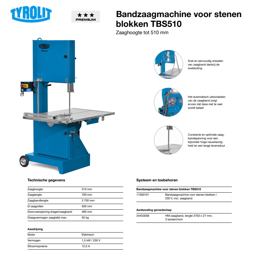 Bandzaagmachine TBS510 230V12.5A