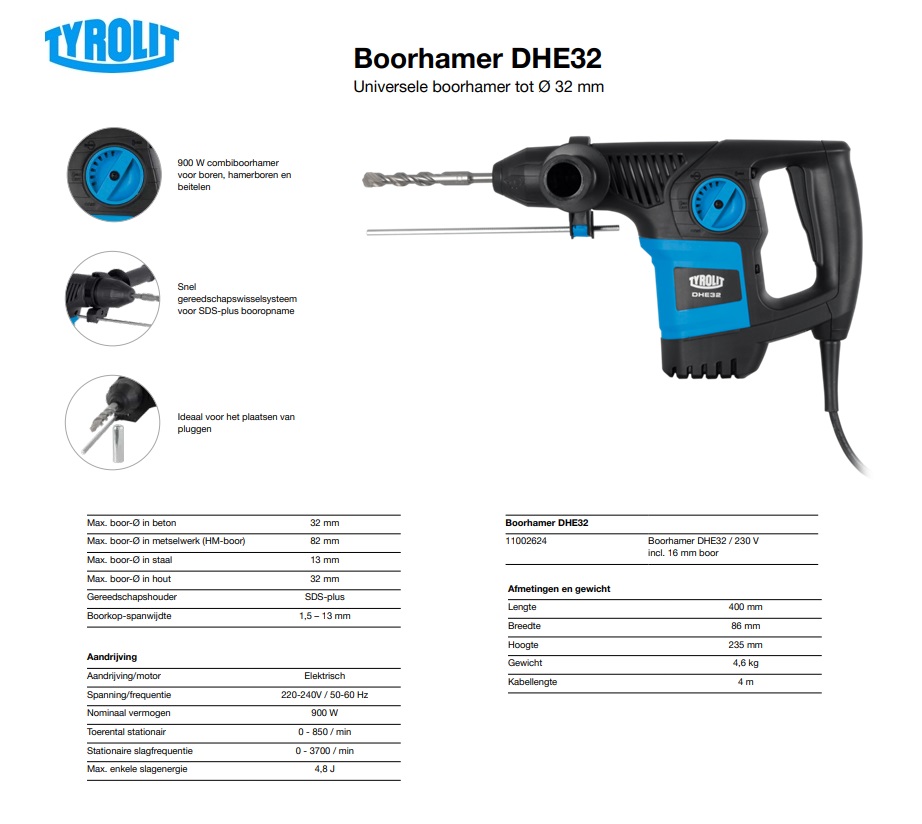 Boorhamer DHE32/1/32mm/900W/230V