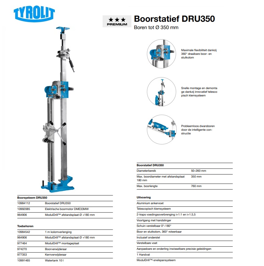 Telescopisch boorsysteem DRU350/ModulDrill