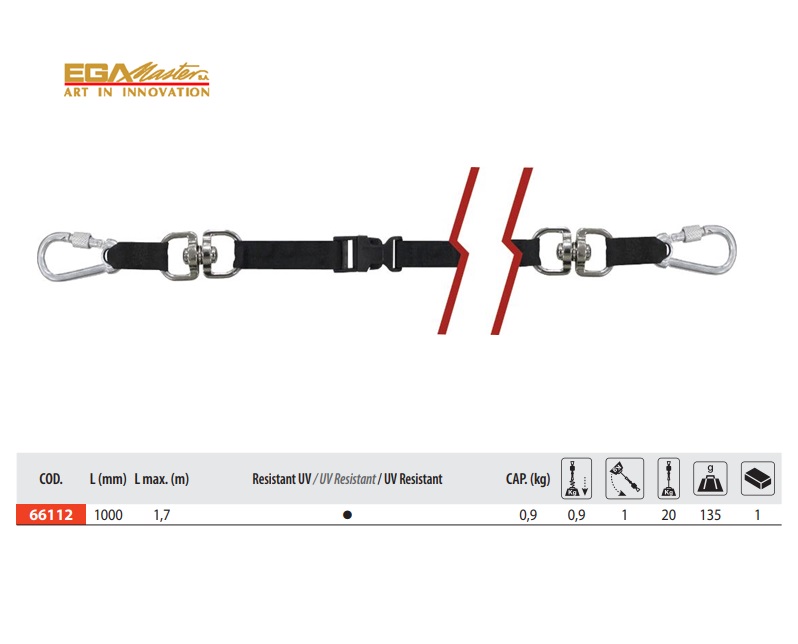 Lanyard met karabijnhaak UV-bestendig met spinstuk