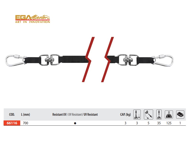 Lanyard met karabijnhaak (zonder clip) 3 kg