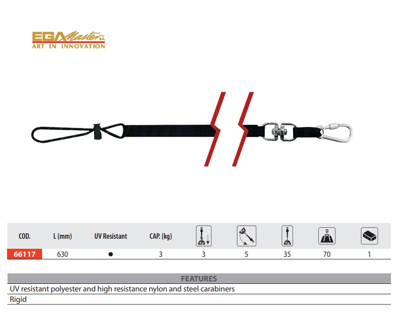 Lus Lanyard zonder clip Cap. 3 kg met draaibaar stuk ACO