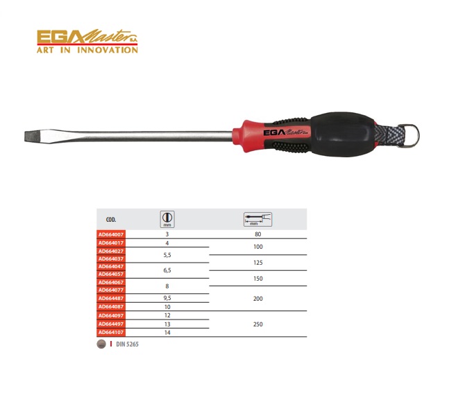 Schroevendraaier Sleuf 3 X 80mm Mastertork Antidrop