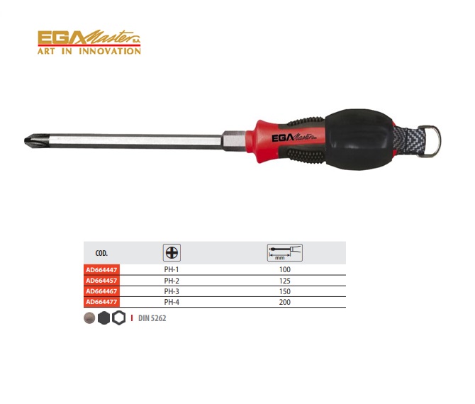 Schroevendraaier Kruis PH-1 X 100mm Mastertork Antidrop 6 kant
