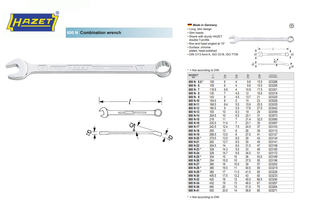 Hazet Ringsteeksleutelset extra lang 600LG/13 | DKMTools - DKM Tools