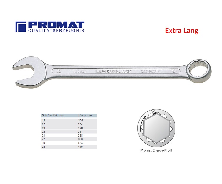 Ringsteeksleutel extra lang 22mm L.314mm Form A | DKMTools - DKM Tools