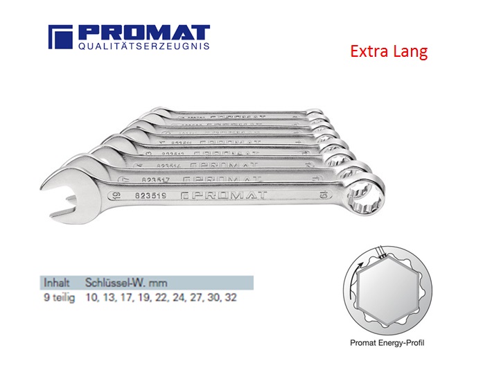 Ringsteeksleutelset extra lang 9-tlg.SW 8-19mm Form A | DKMTools - DKM Tools