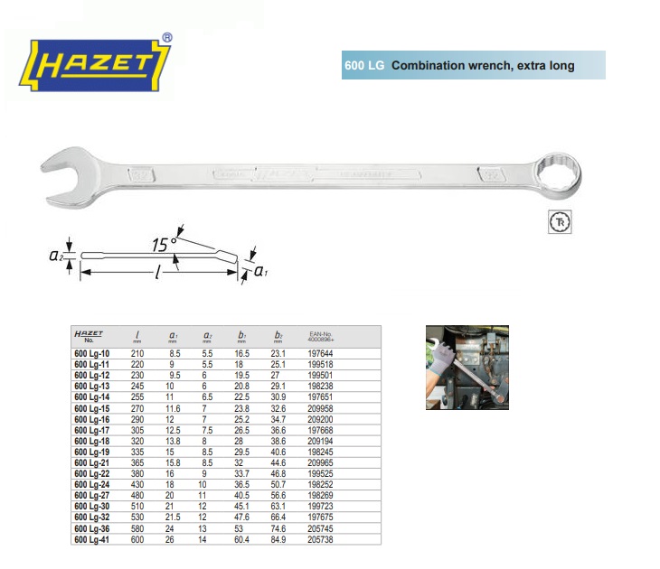 Hazet 600 LG Ringsteeksleutel extra lang 10mm