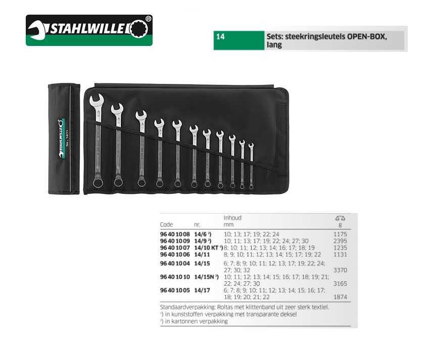 Stahlwille Steekringsleutelset 14/15 15tlg.SW min.6-32mm Form B CR-A-STA