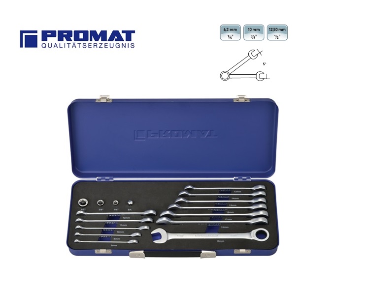 Promat ratel-ringsteeksleutel set 8-delig  8-19mm | DKMTools - DKM Tools