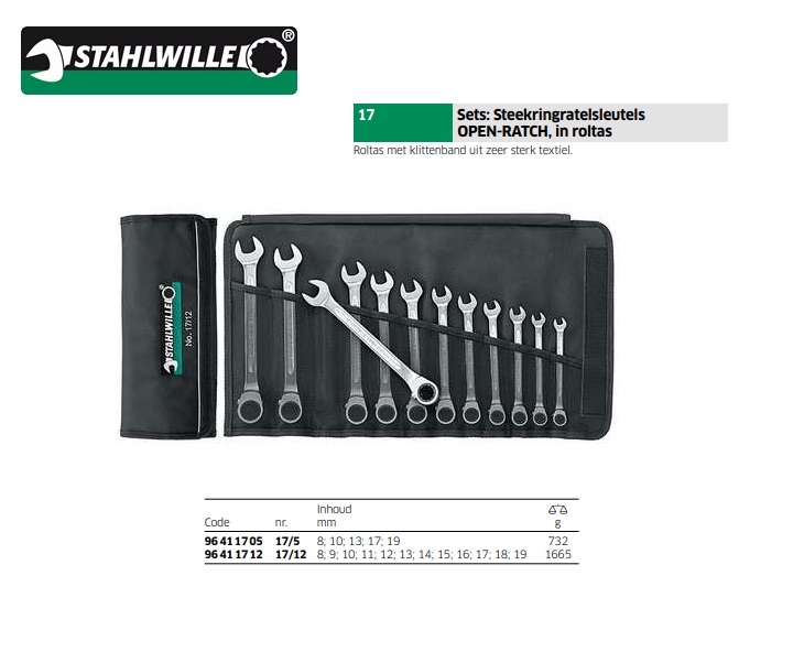 Stahlwille steek-ringratelsleutel set 12 delig 8-19 | DKMTools - DKM Tools