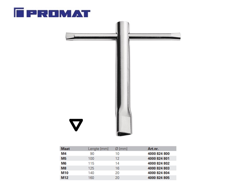 Driekant Dopsleutel DIN 22417 M4x90mm