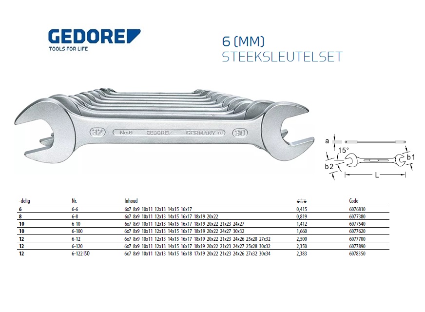 Steeksleutel-set 6-32mm 10-delig Gedore 6077620