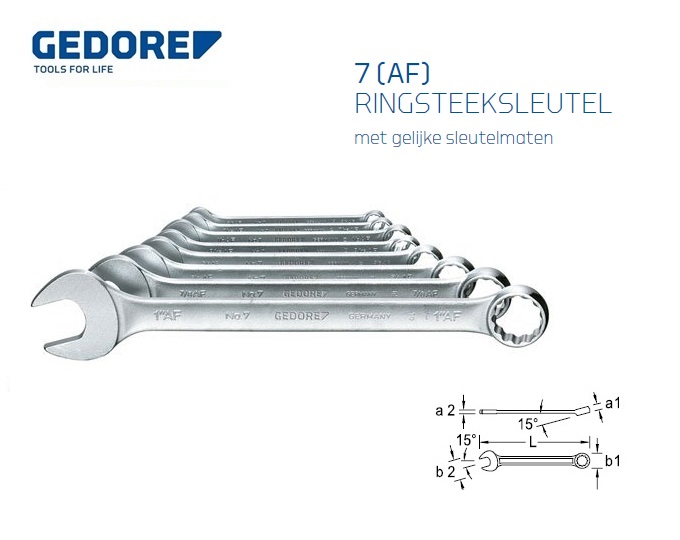 Ringsteeksleutel-set 1 B-014 A 14-dlg 5/16-1.1/4