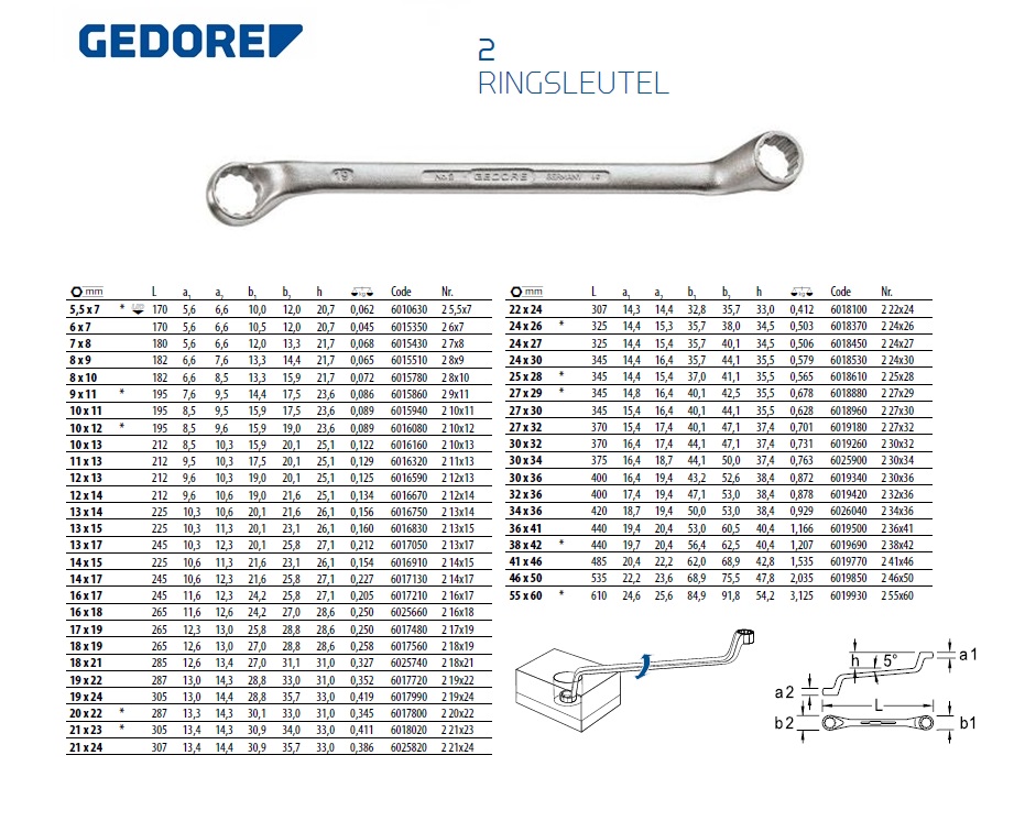 Ringsleutel 2, 6x7mm