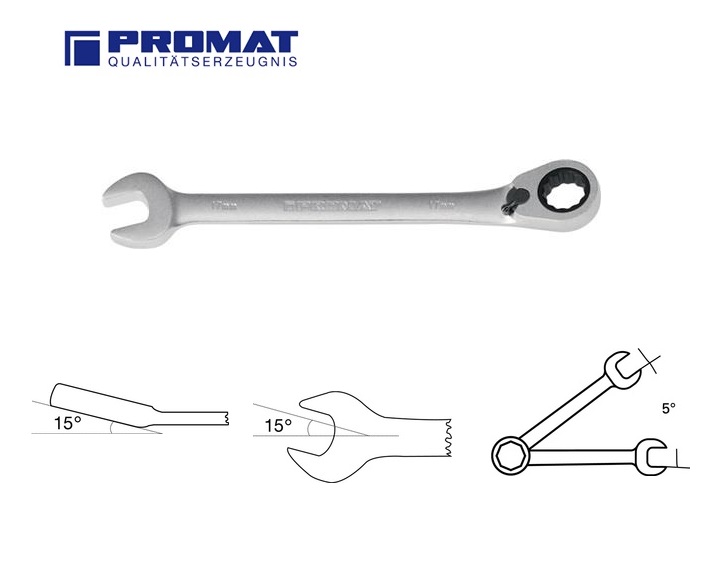 Promat Ringratel-Steeksleutel omschakelbaar 8mm