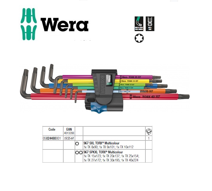 Multicolour Inbussleutelset 967-9 TX XL