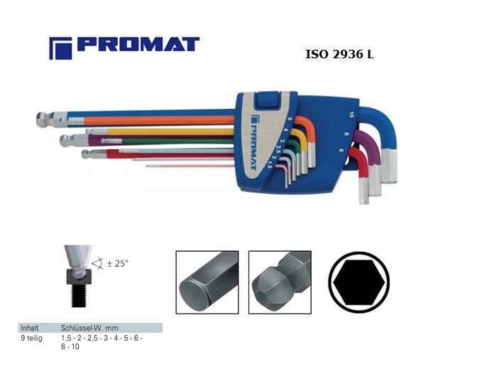 Inbussleutelset met kogelkop lang 1,5-10 9delig | DKMTools - DKM Tools