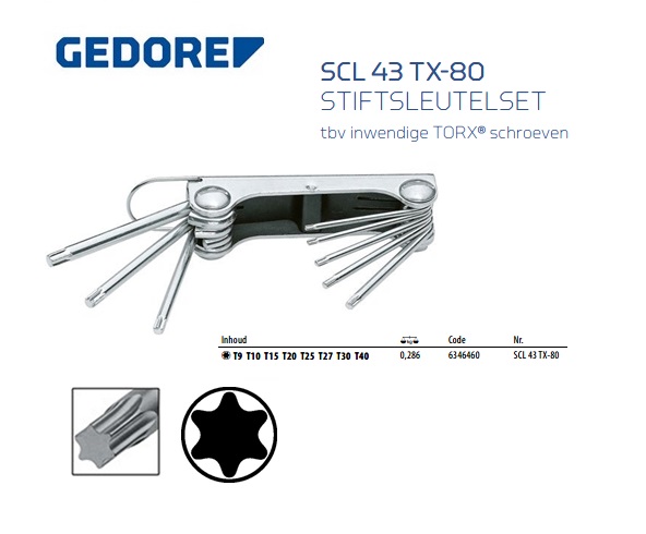 Stiftsleutelset 8-dlg TORX T9-T40