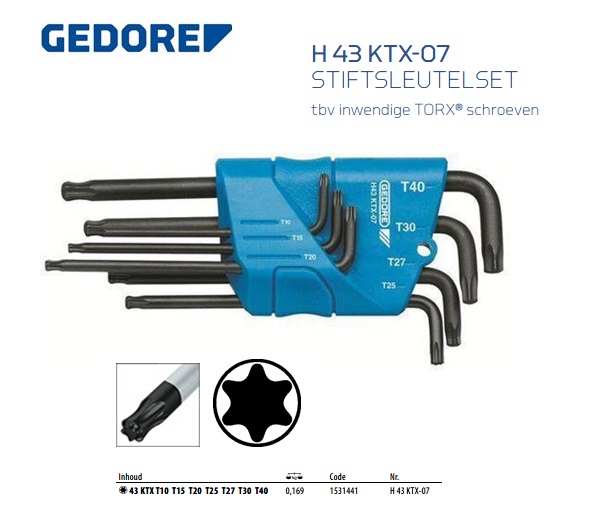 Stiftsleutelset 7-dlg TORX T10-T40