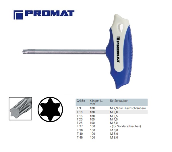 Inbus TORX schroevendraaier T 9x100mm 2-componentengreep