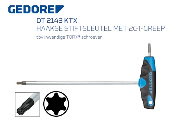 Haakse stiftsleutel met 2C-T-greep, TORX T10