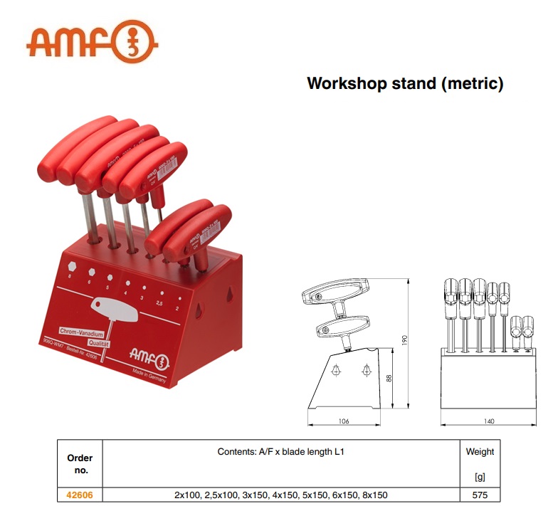 Werkplaatsstandaard met inbussleutels T-handgreep 9-delig | DKMTools - DKM Tools